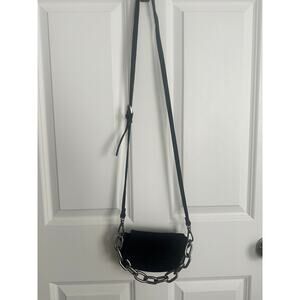 Free People L127911 Womens Black Suede Charlie Chain Crossbody Mini Bag